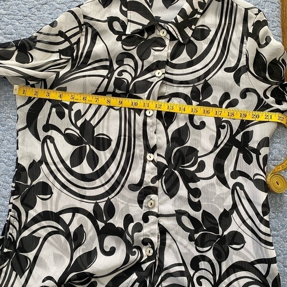 Travel Smith Trending Black and White Easy Care Sheer Button Down Shirt Size PL - Picture 6 of 9